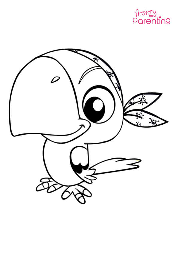 Easy printable parrot coloring pages for kids