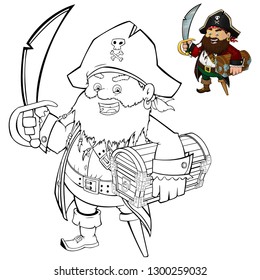 Coloring page cartoon pirate treasure coloring stock vector royalty free