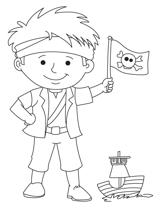 Pirate boy waving flag coloring page download free pirate boy waving flag coloring page for kids best coloring pages