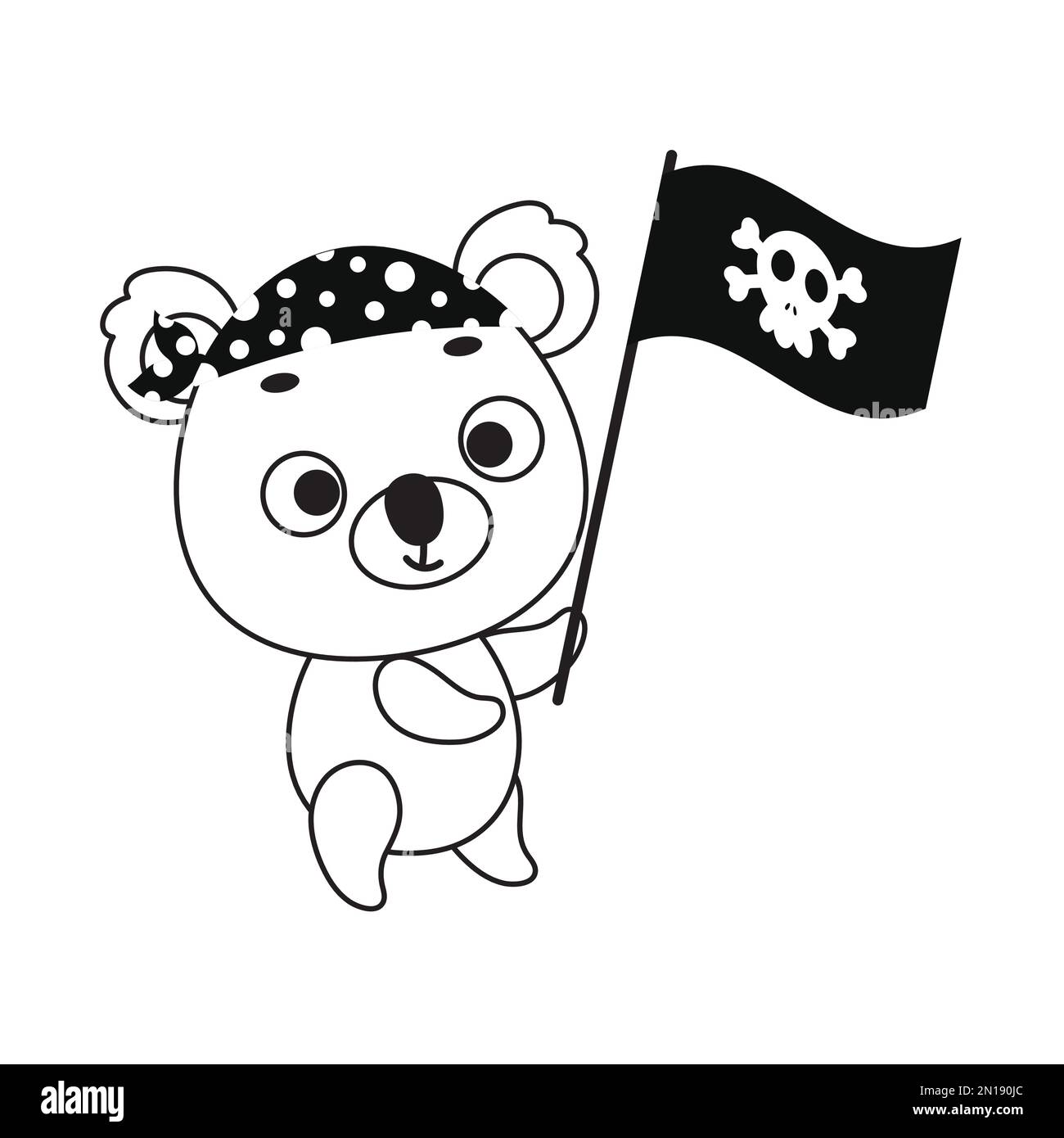 Coloring page cute little koala with pirate flag coloring book for kids educational activity for preschool years kids and toddlers with cute animal stock vector image art