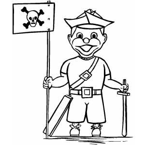 Pirate costume with flag coloring page