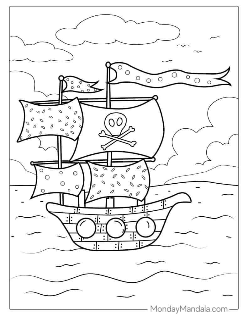 Pirate coloring pages free pdf printables