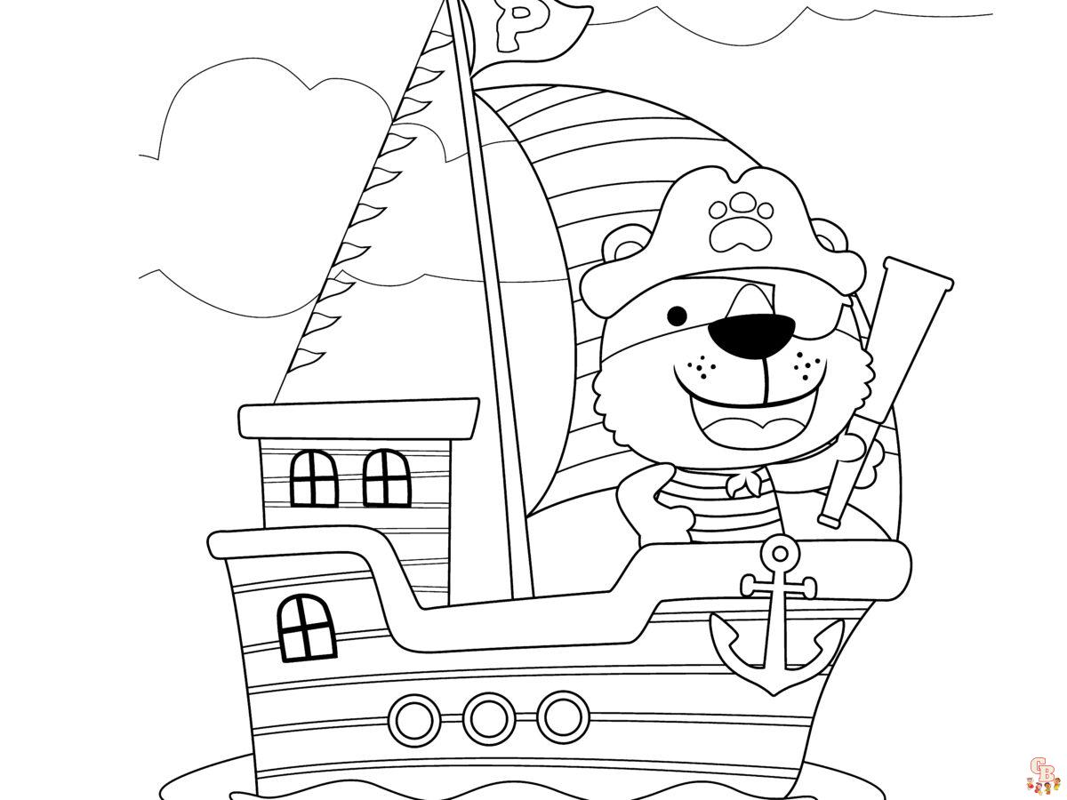 Pirate ship coloring free printable sheets for kids