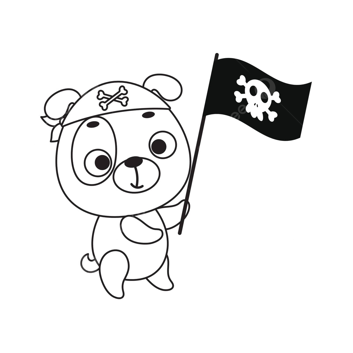 Cute pirate dog coloring page for kids wild flag page vector wild flag page png and vector with transparent background for free download