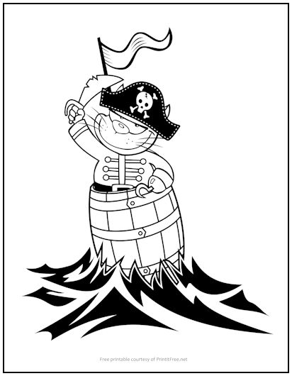 Pirate kitty cat coloring page print it free