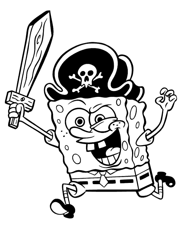 Printable spongebob pirate coloring page