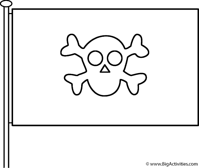 Pirate flag with skull and pole