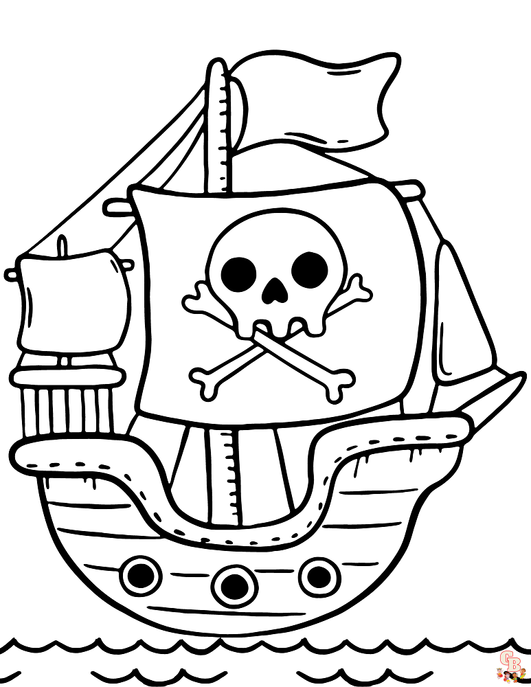 Pirate ship coloring free printable sheets for kids