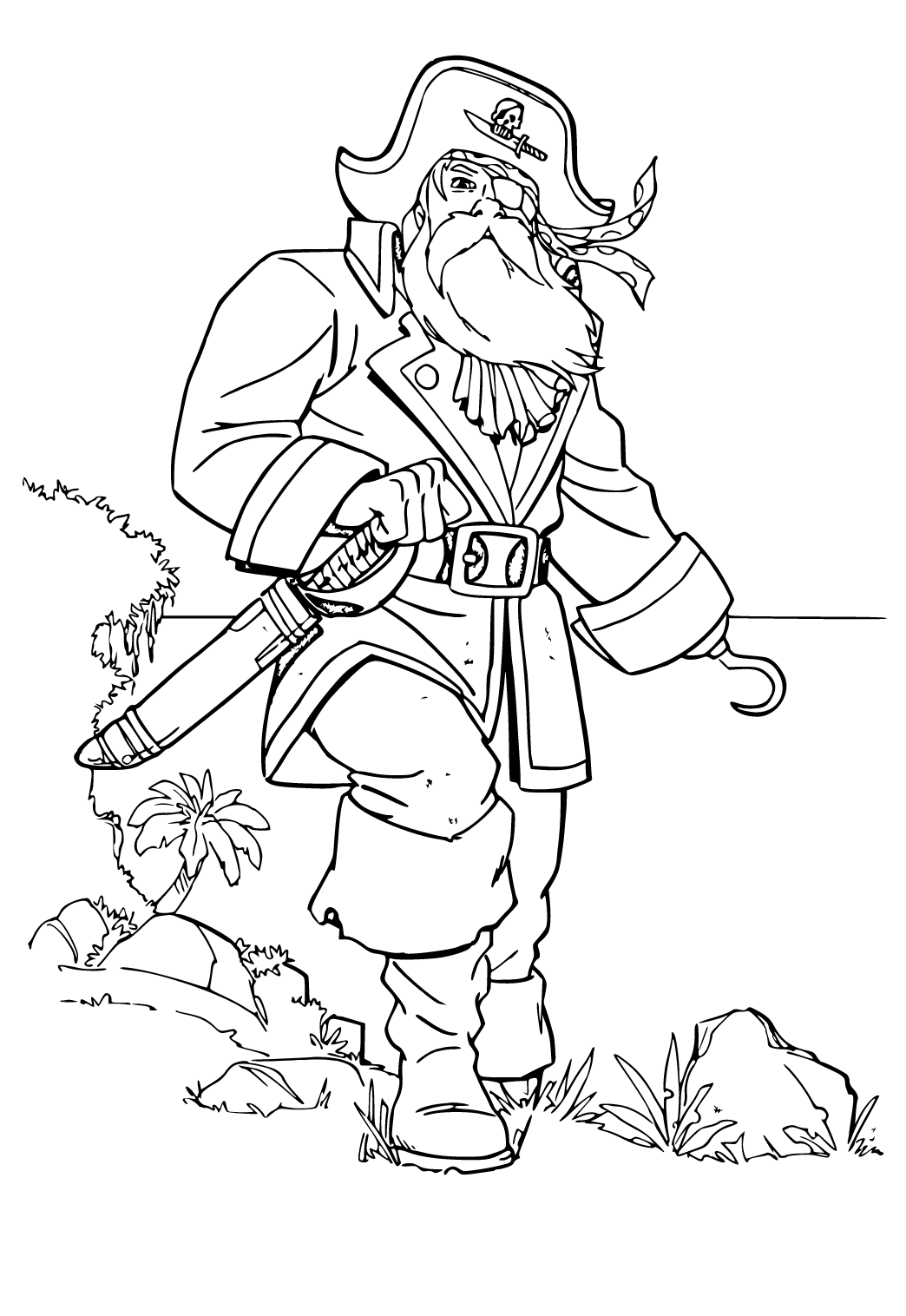 Free printable pirate real coloring page for adults and kids