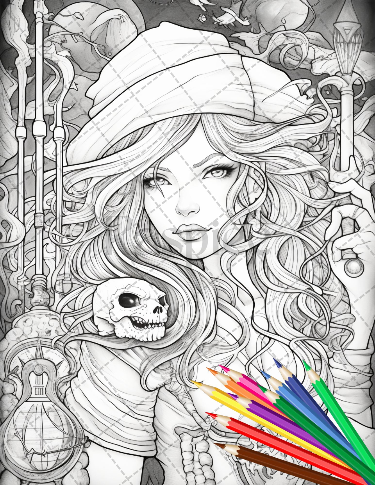 Beautiful pirate princess coloring book printable for adults grays â coloring