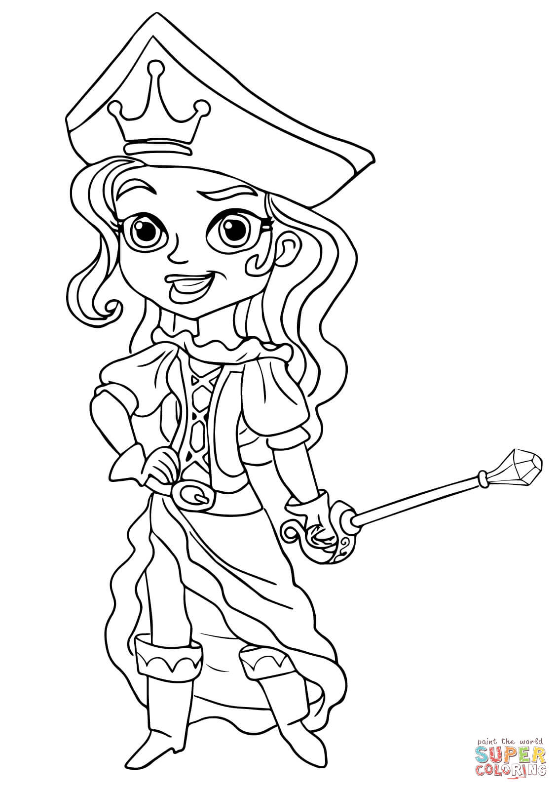 The pirate princess coloring page free printable coloring pages
