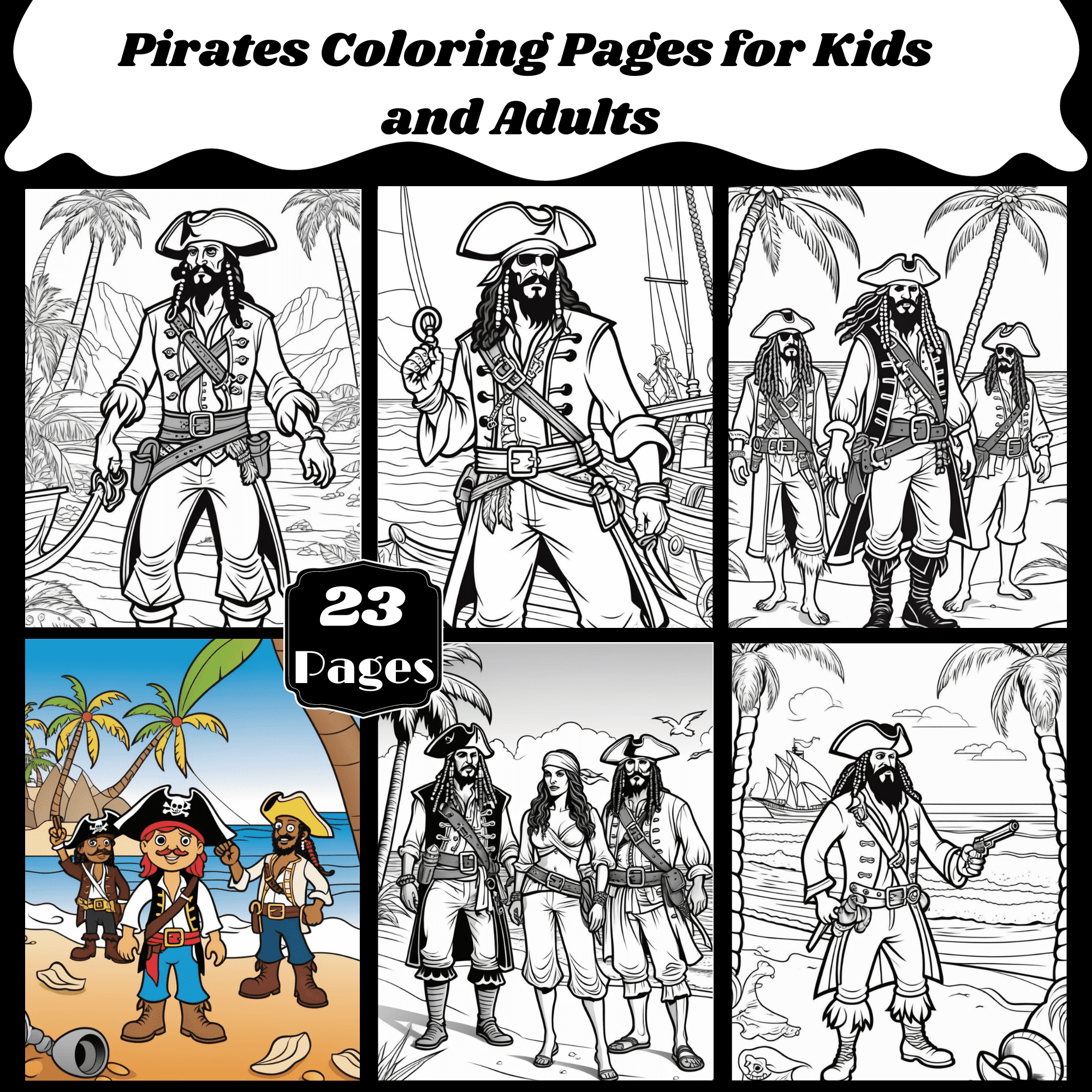 Pirates coloring pages for kids and adults made by teachers