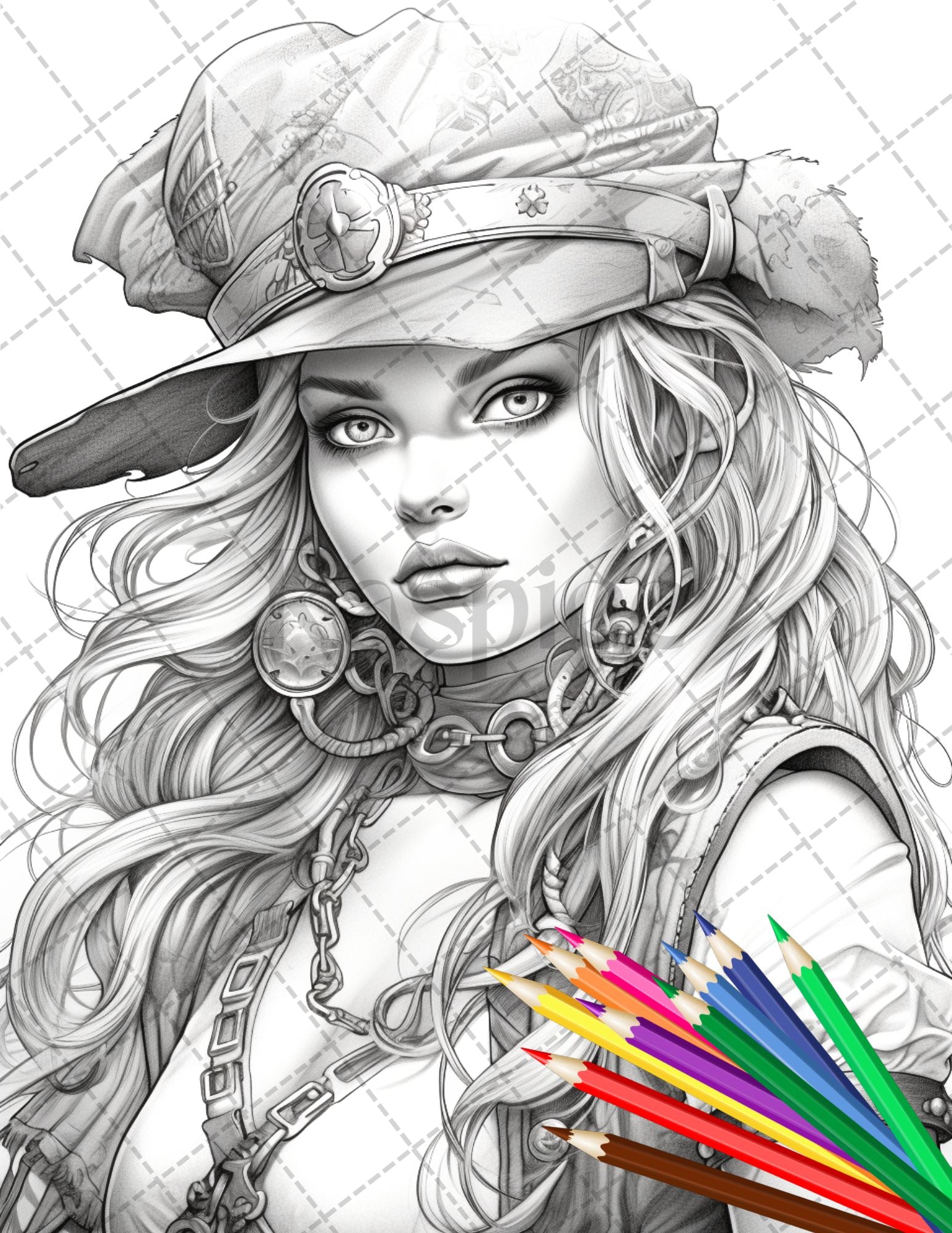 Beautiful pirate princess coloring book printable for adults grays â coloring