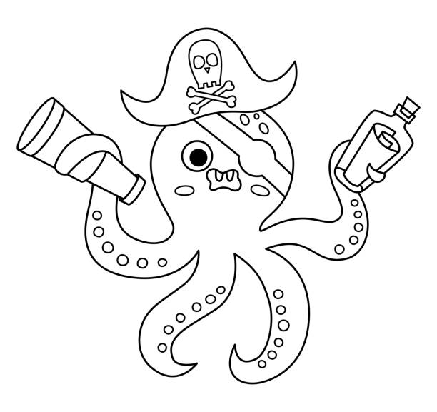 Coloring book pirate hat stock illustrations royalty