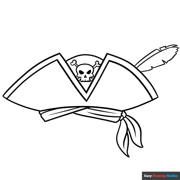 Pirate hat coloring page easy drawing guides