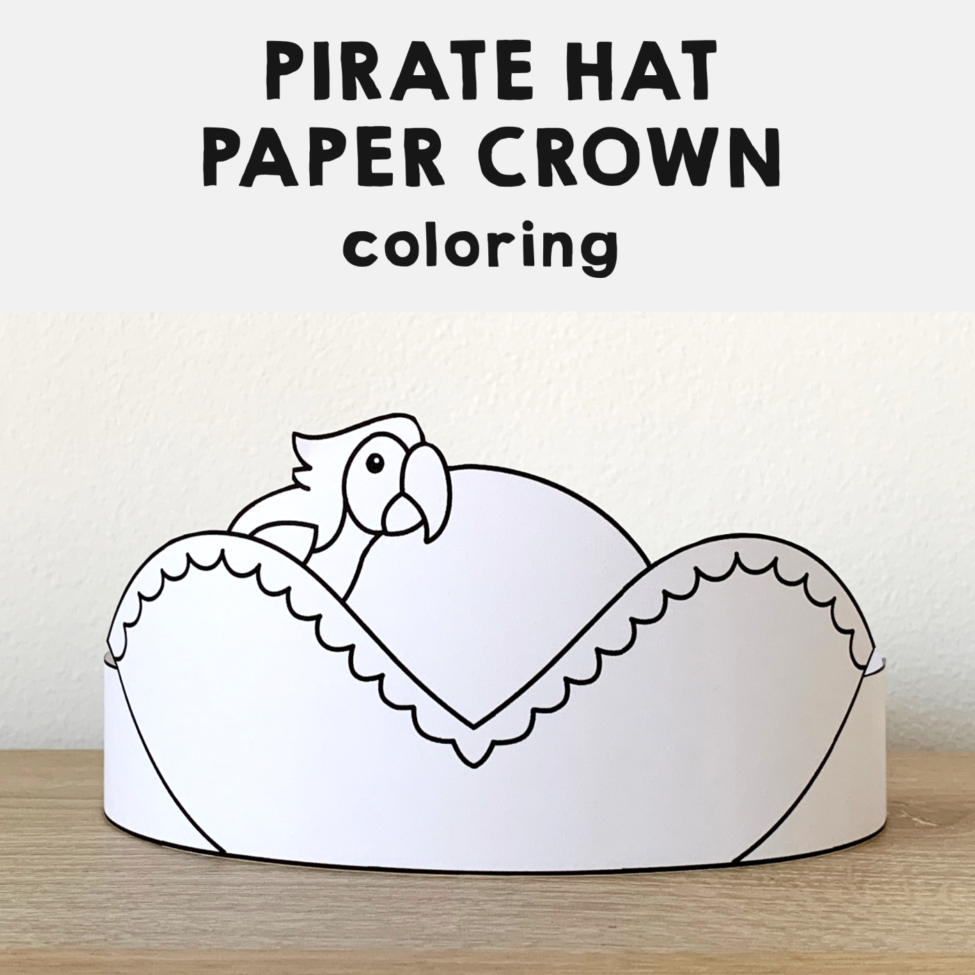 Pirate hat paper crown coloring craft parrot made by teachers