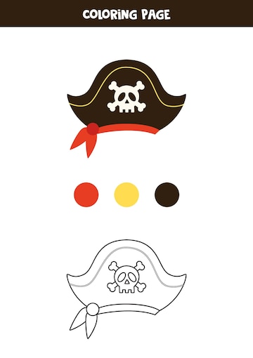 Premium vector color pirate hat worksheet for preschool kids