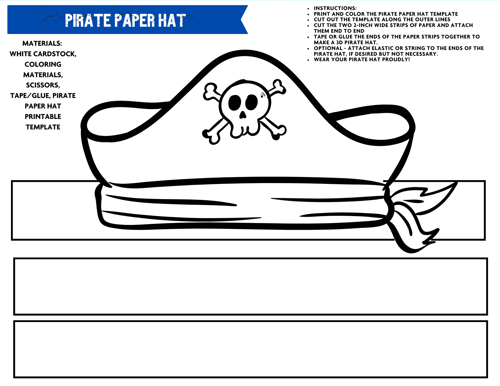 Printable pirate hats free template