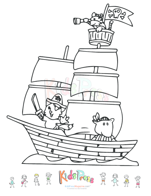 Printable coloring page â pirate ship