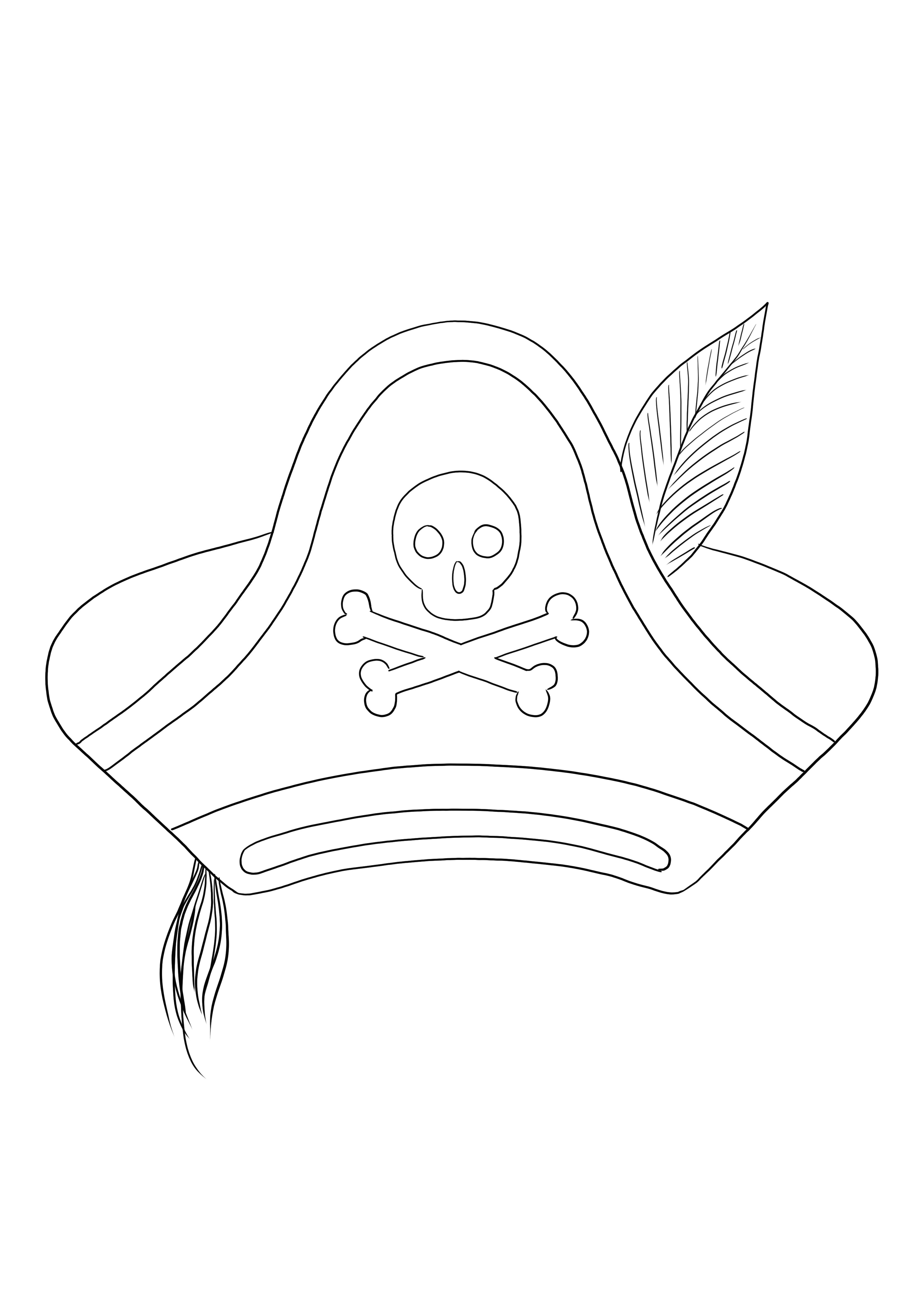 Free downloading or printing of a coloring pirate hat picture for kids