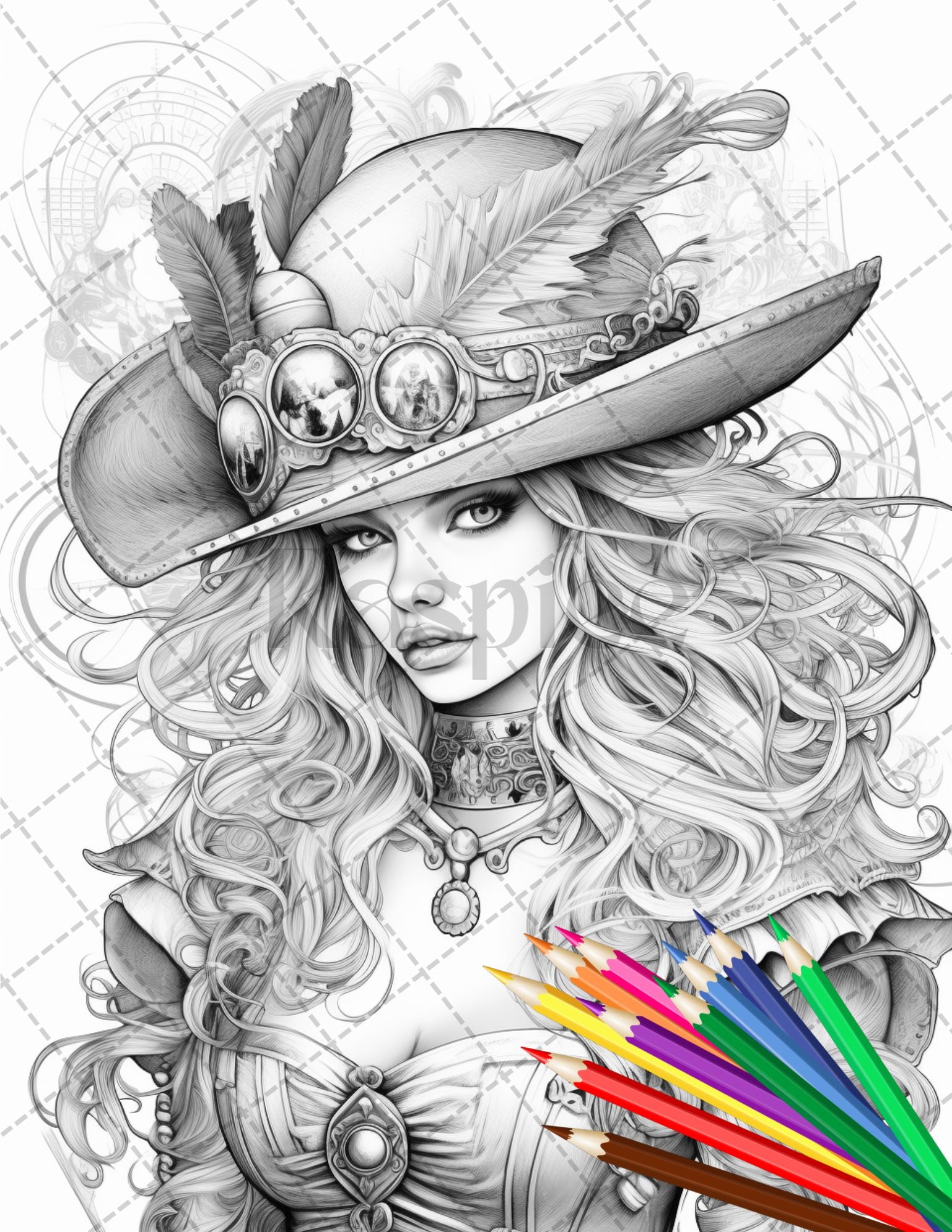 Beautiful pirate princess coloring book printable for adults grays â coloring