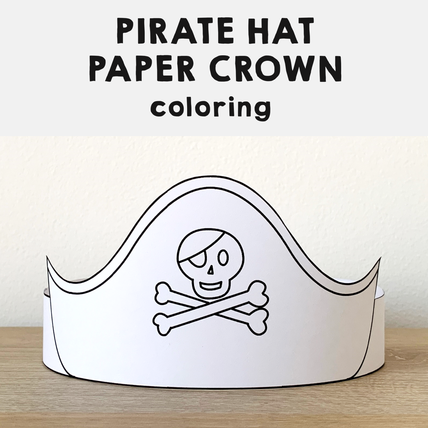 Pirate hat paper crown coloring craft skull made by teachers