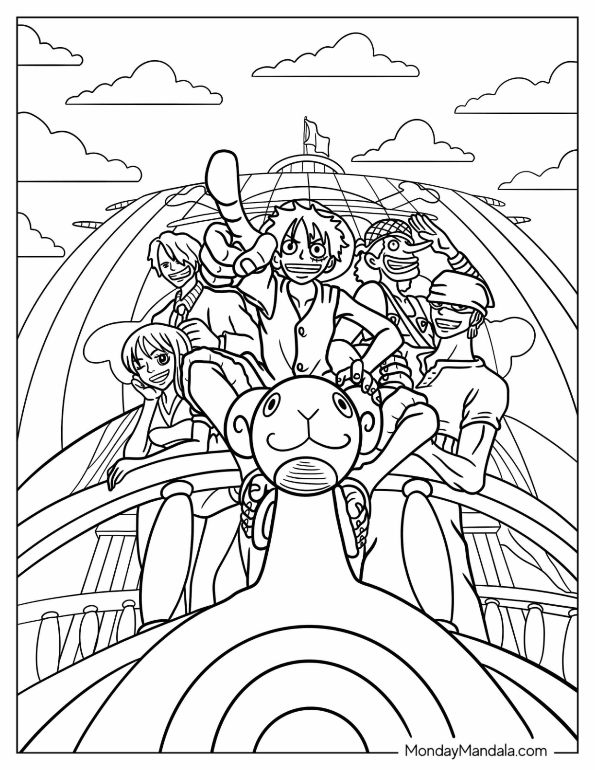 One piece coloring pages free pdf printables