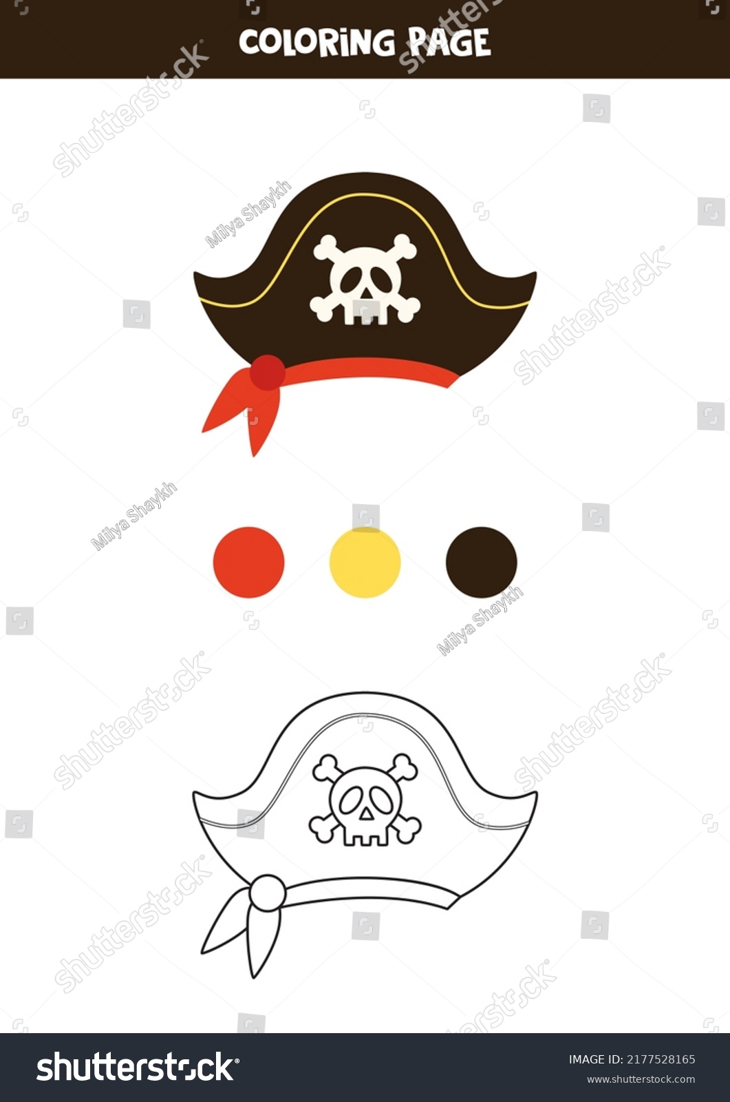 Color pirate hat coloring page kids stock vector royalty free