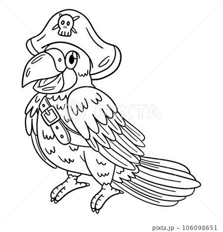 Pirate parrot isolated coloring page for kids