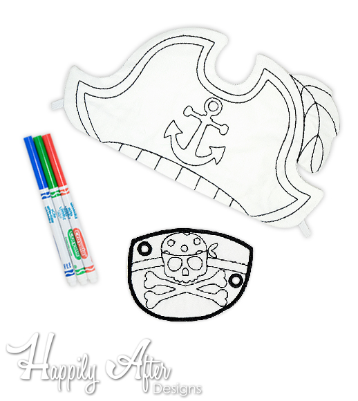 Pirate set ith coloring embroidery designs â happily after designs