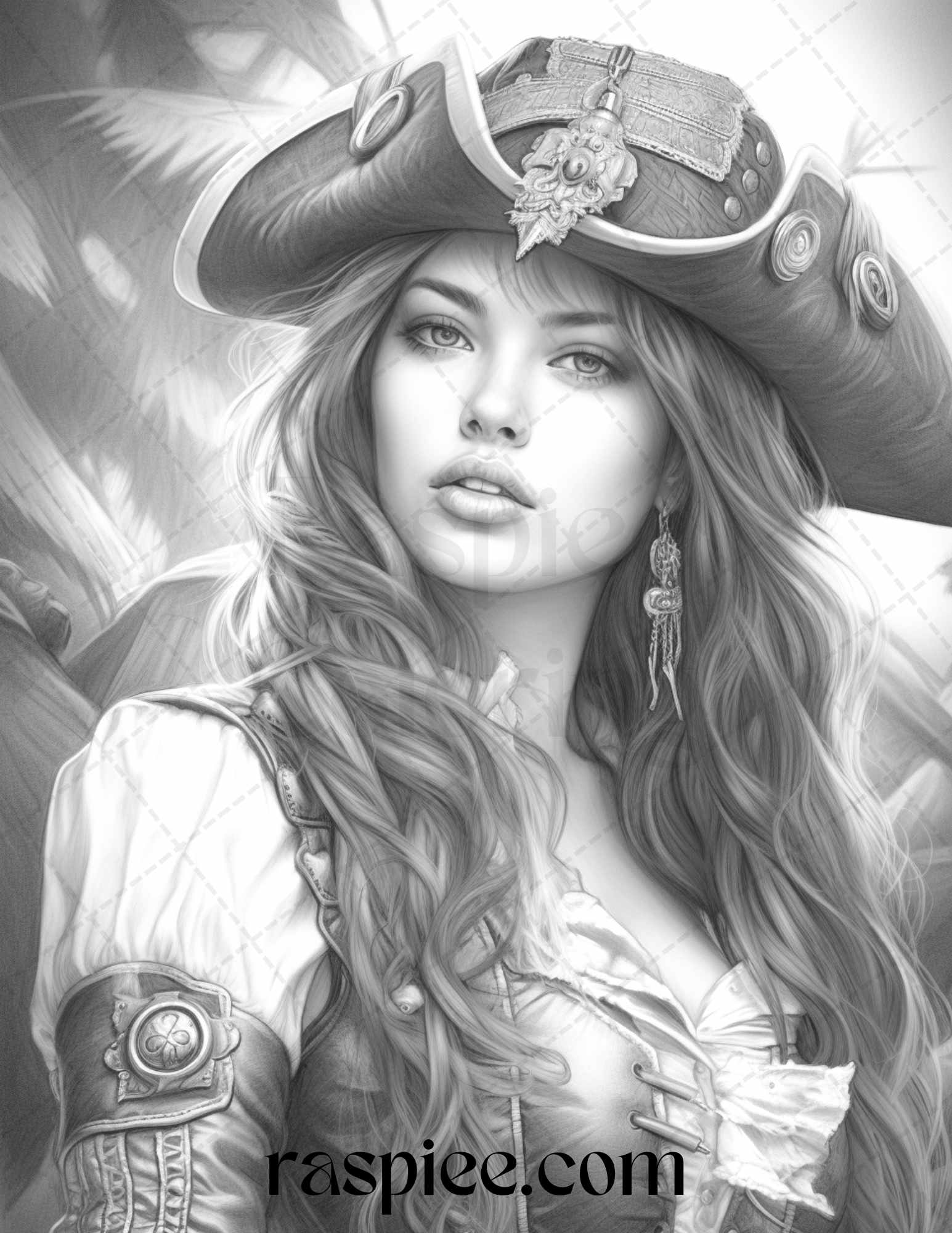 Pirate life grayscale coloring pages printable for adults stress r â coloring