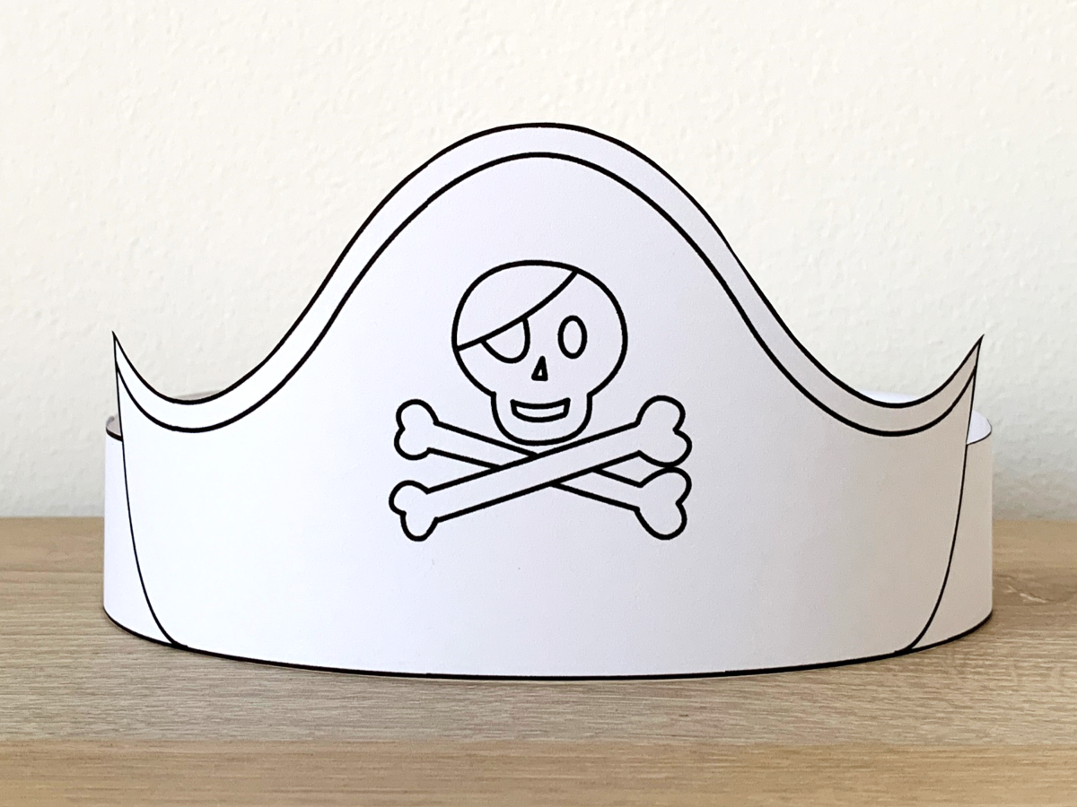 Pirate hat paper crown coloring craft skull made by teachers