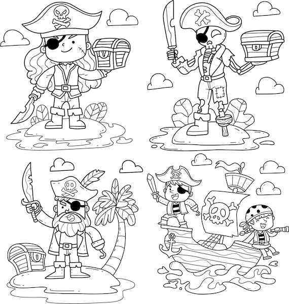 Pirate treasure map coloring pages pirate printable book digital download not a physical product