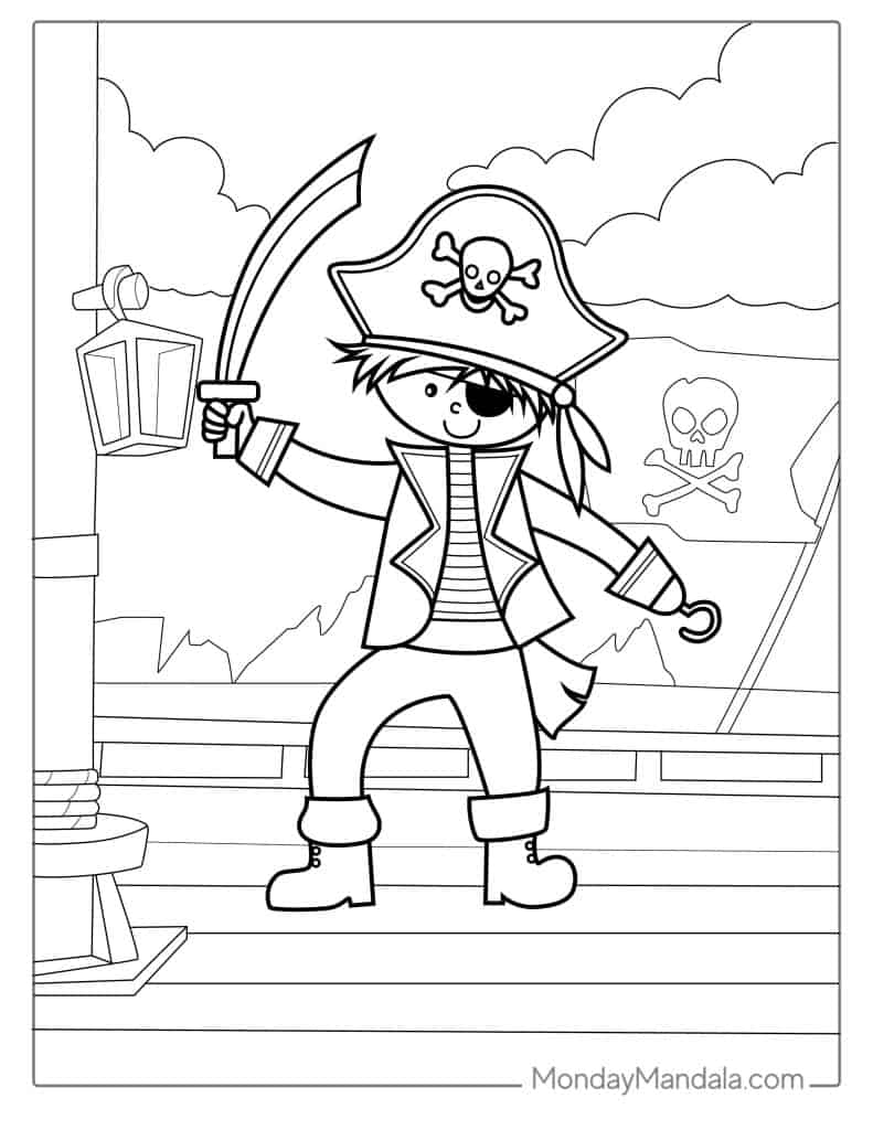 Pirate coloring pages free pdf printables