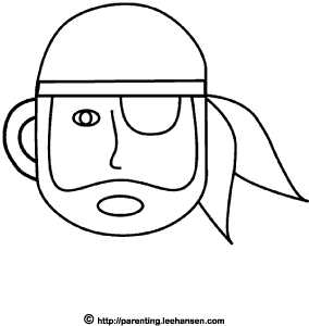 Simple pirate face printable coloring page