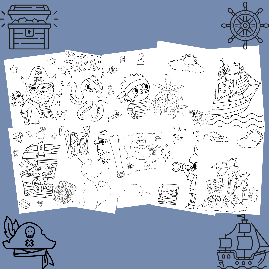 Pirate coloring pages free printable sheets