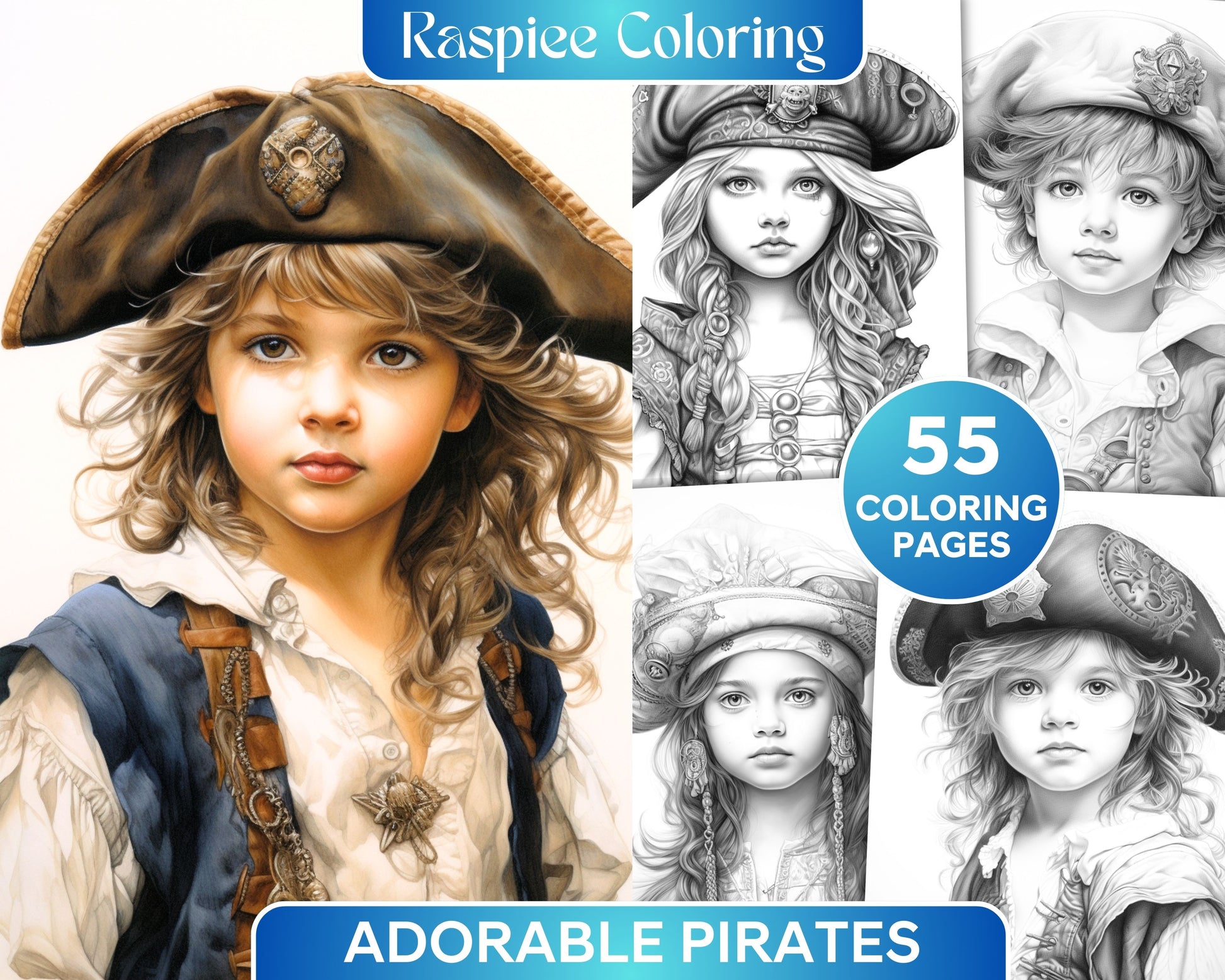 Adorable pirates grayscale coloring pages printable for adults pdf â coloring