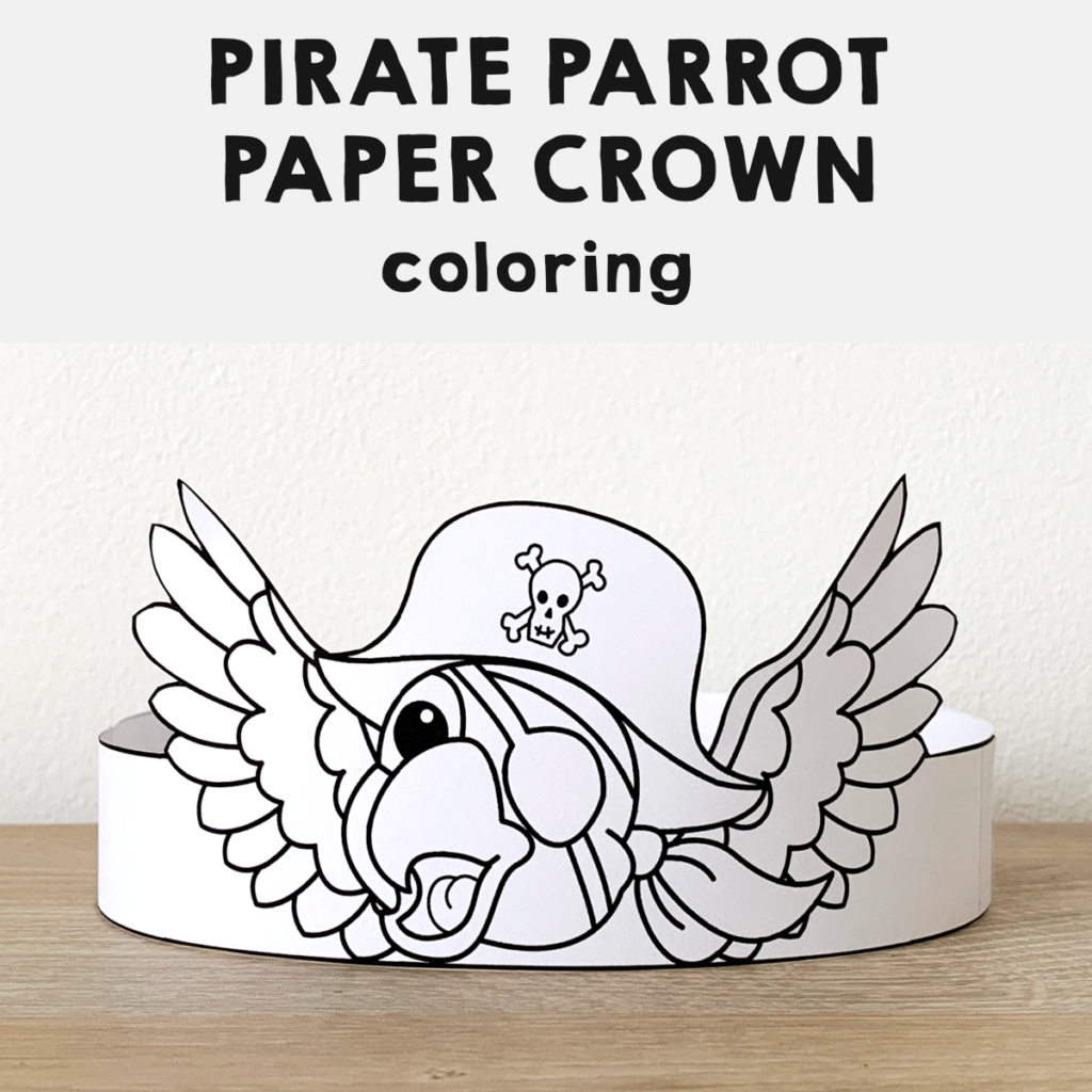 Pirate parrot paper crown coloring craft made by teachers