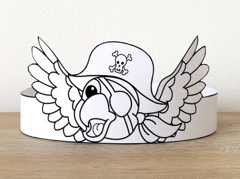 Pirate parrot paper hat coloring printable