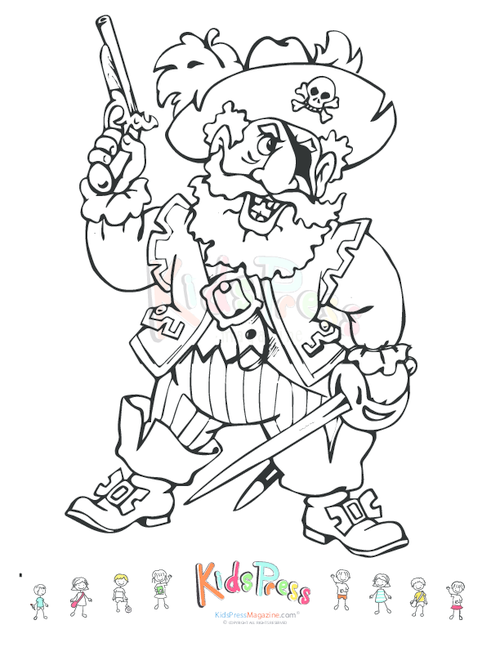 Printable coloring page â one eyed pirate