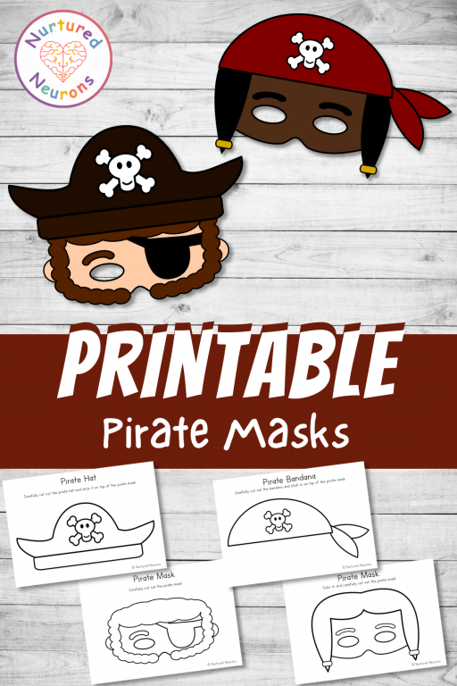 Diy printable pirate masks color and plain templates pdf