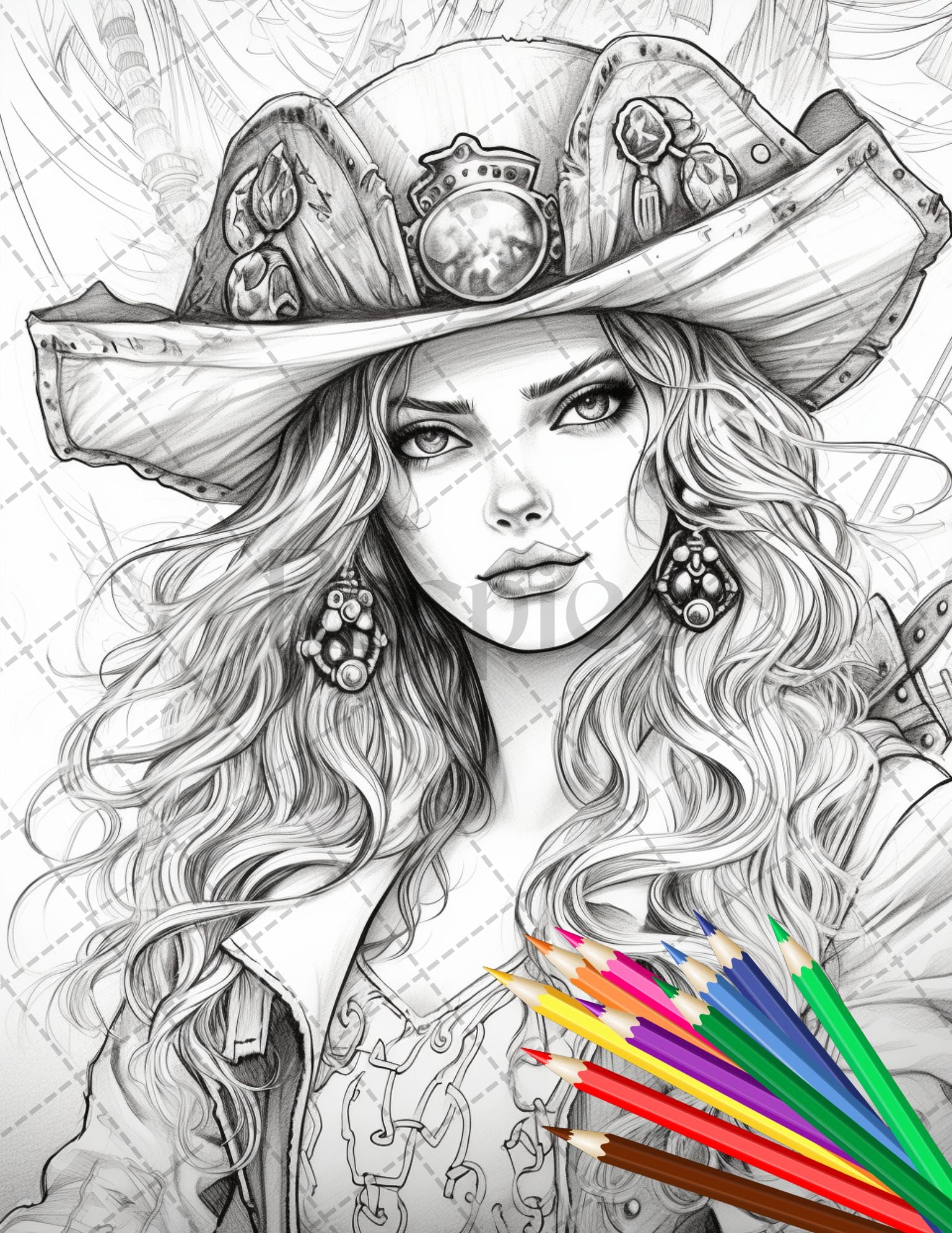 Beautiful pirate princess coloring book printable for adults grays â coloring