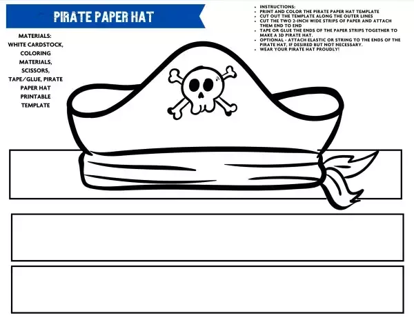 Printable pirate hats free template pirate hat template pirate hats hat template