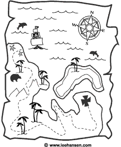 Pirate treasure map coloring page