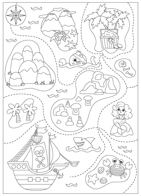 Page pirate treasure map coloring page images