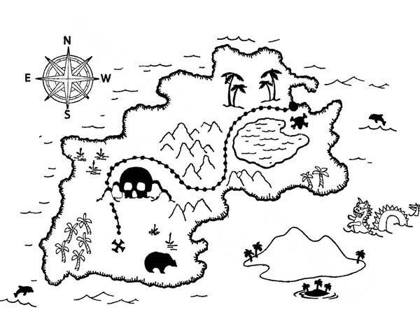 Amazing treasure map coloring page kids play color pirate coloring pages pirate treasure maps treasure maps