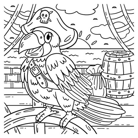 Pirate parrot coloring page for kids