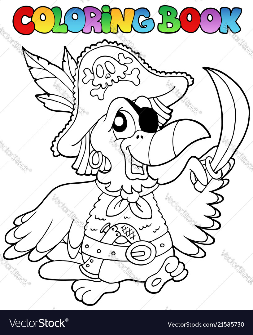 Coloring book with pirate parrot royalty free vector image