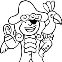 Parrot and pirate coloring pages