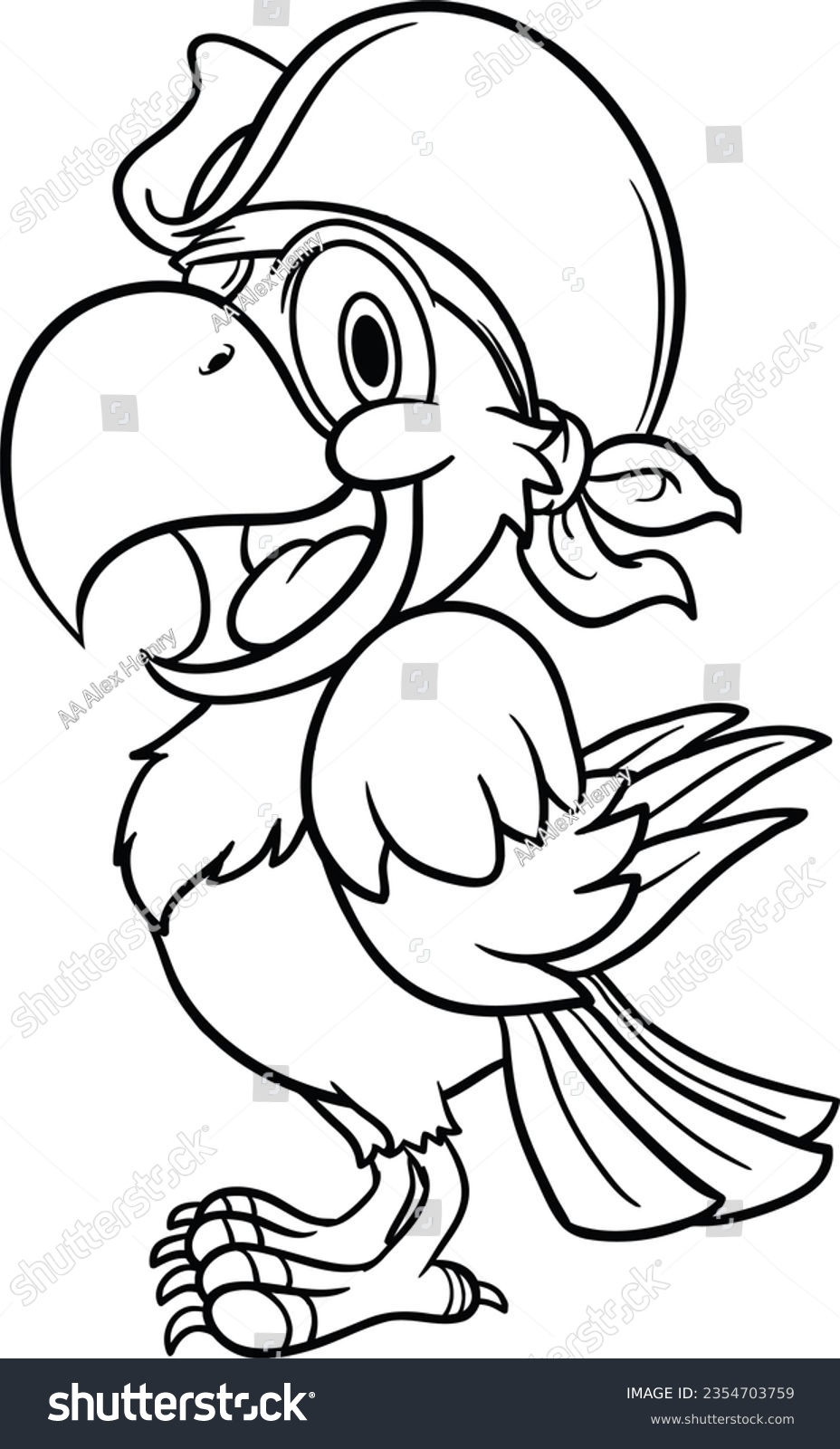 Cute cartoon pirate parrot coloring pages stock illustration